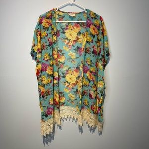 LA Hearts Womens Floral Kimono Wrap Cardigan One Size. Very Good Conditi…
